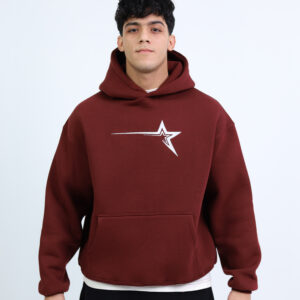 Home hovii star oversized hoodie – burgundy